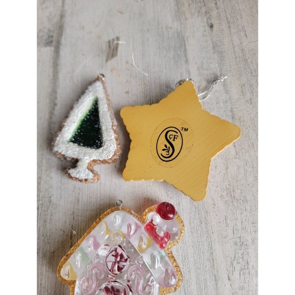 Glitter cannon falls gingerbread house Cookie Tree star set ornament Xmas - Picture 8 of 8